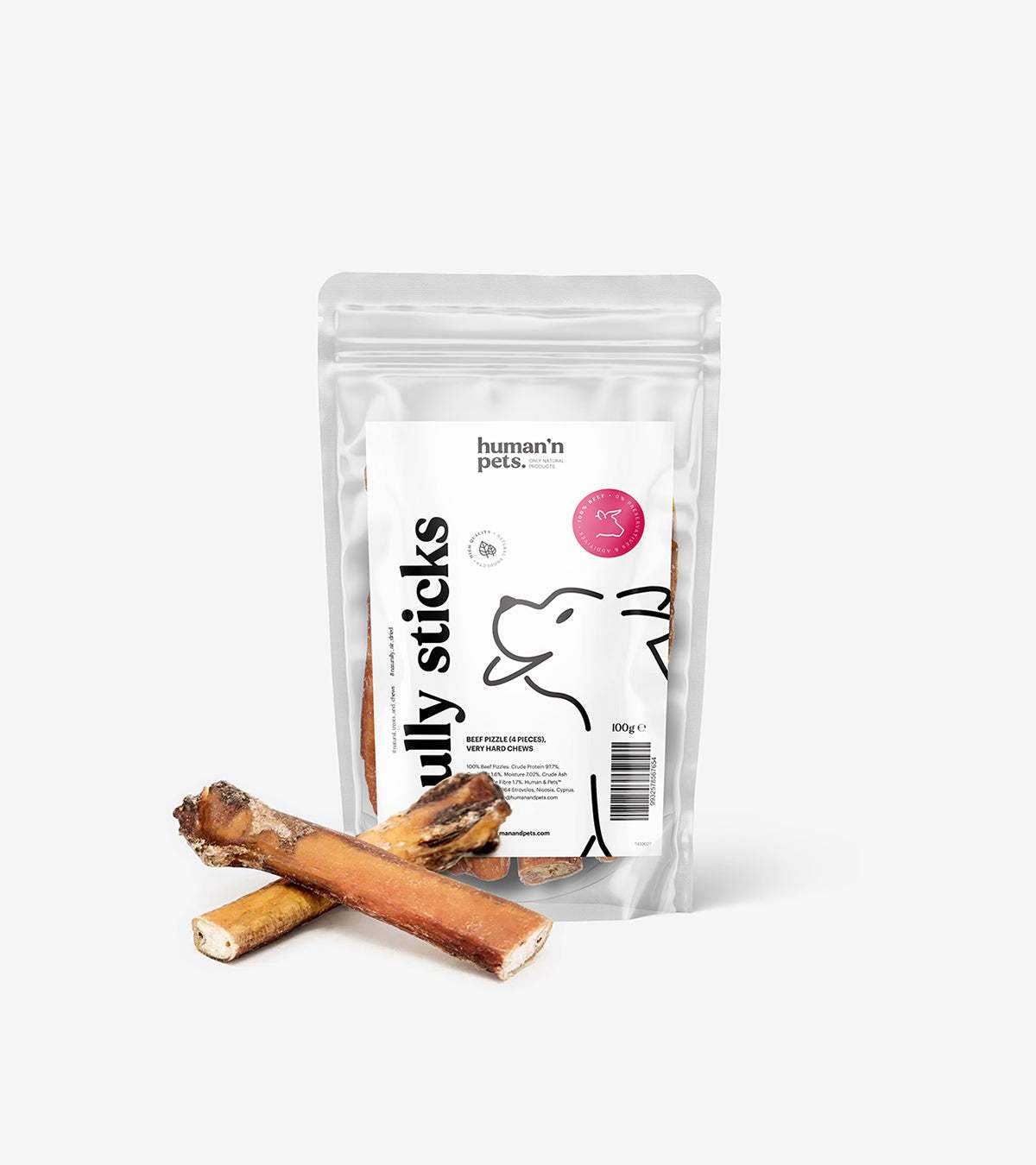 Bully Sticks - 4 Pieces of Natural, Air-Dried Dog Chews for All Sizes