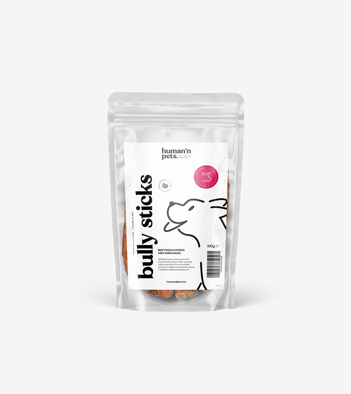 Bully Sticks - 4 Pieces of Natural, Air-Dried Dog Chews for All Sizes