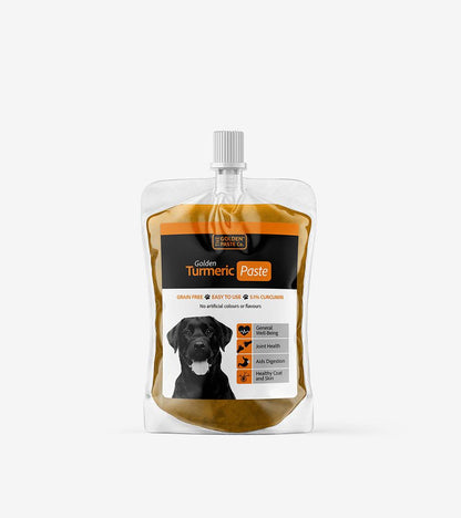 Turmeric Golden Paste for pets, natural supplement, supports joint health, digestion, skin care, antioxidant properties.