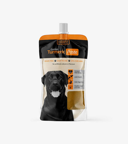 Turmeric Golden Paste for pets, natural supplement, supports joint health, digestion, skin care, antioxidant properties.